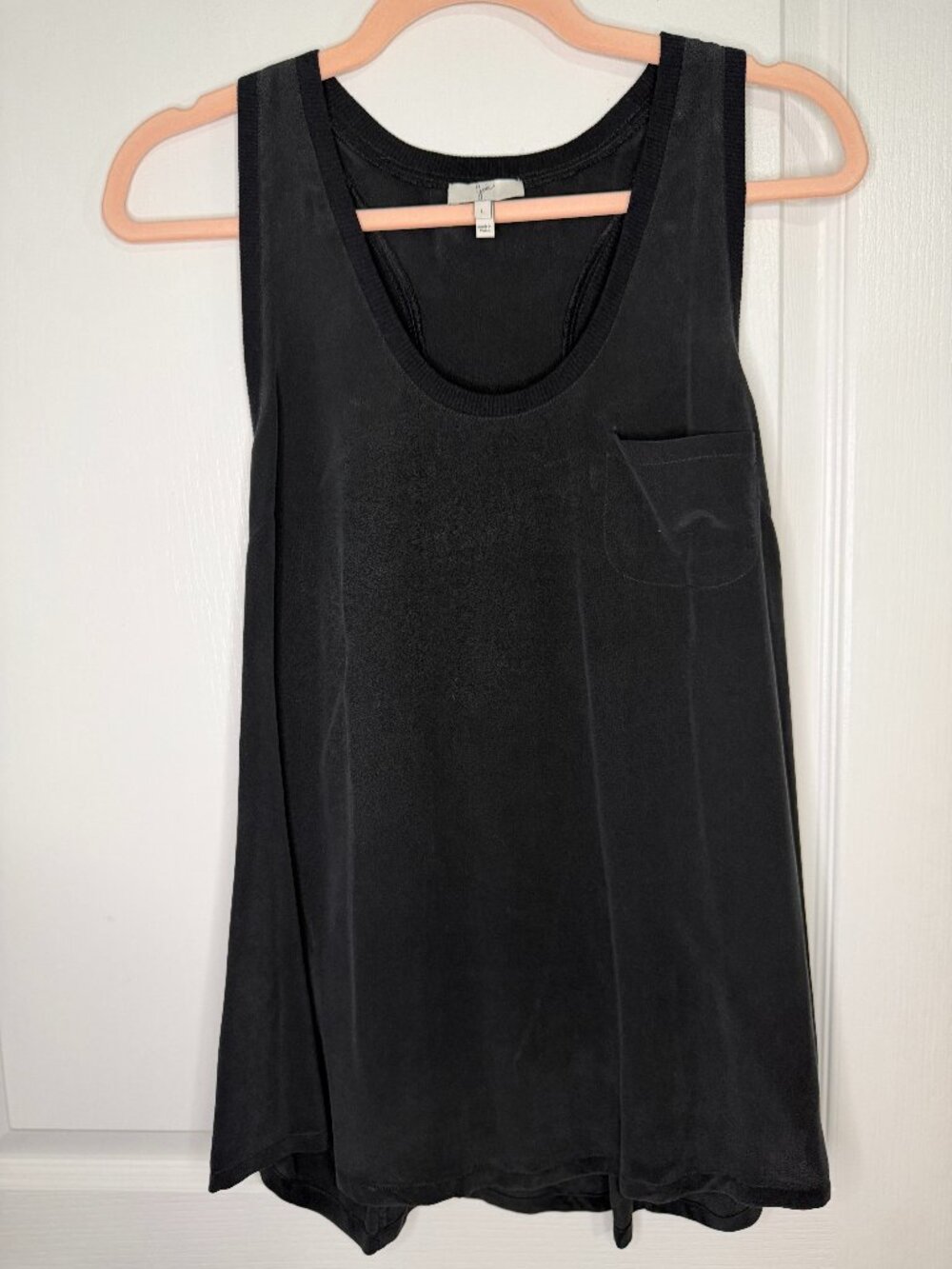 Joie 100% Silk Black Racerback Tank Top- L- MSRP $128+